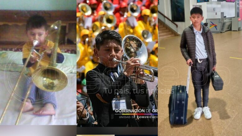 Alexis, el trompetista orureño que brilló en el Festival de Bandas, se va becado a EEUU